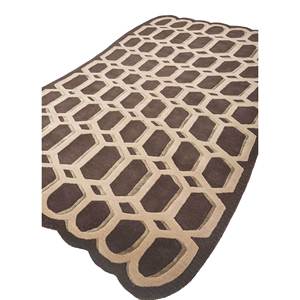 Acar Hand Tufted <b>Wool</b> & Viscose Rug Beige & <b>Brown</b> Geometric Pattern for Home-Tra-14660 - Product Image 2