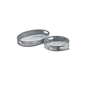 ชุดถาดเสิร์ฟอาหารโลหะสำเร็จรูปแบบโบราณ2ชิ้นเป็นมิตรต่อสิ่งแวดล้อมทำด้วยมือชุบสังกะสีสำหรับใช้ในบ้านเสิร์ฟของหวาน - Product Image 6