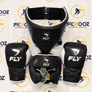 Ensemble de boxe personnalisé FLY rouge et blanc - Gants de boxe - Casque de protection - Protection inguinale - Kit d'entraînement avec logo personnalisé - Protection MMA - Product Image 5