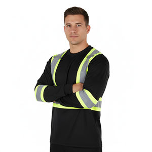 Camiseta de Seguridad de Manga Corta de Alta Visibilidad ANSI Clase 2 para Hombre, de Poliéster, Transpirable, Impermeable, con Material Reflectante LED - Product Image 4