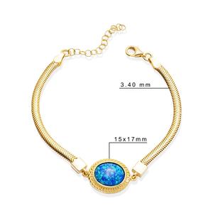 Blue Opal Oval Shape <b>Charm</b> <b>Silver</b> <b>Bracelet</b> Turkish Wholesale Handcrafted 925 Sterling <b>Silver</b> Jewelry - Product Image 2