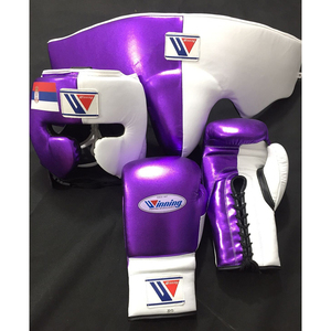 Gants de boxe professionnels en cuir personnalisables de 16 oz avec lacets, doigts entiers, sangle de poignet réglable pour l'entraînement aux arts martiaux - Product Image 1