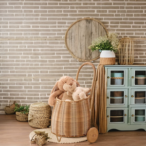 NEW PRODUCT! Tienphong Wholesale Handwoven Rattan Natural & White Mini Shopping <b>Trolley</b> Storage Basket for <b>Toys</b> Storage - Product Image 5