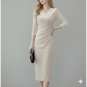 Vestido Midi de Terciopelo Elegante para Mujer de Jane, con Manga Larga, Cuello Cruzado, Detalle Fruncido Lateral, para Eventos Nocturnos, Modelo 31160 - Product Image 2