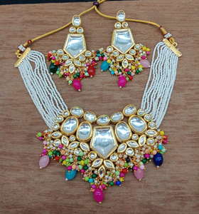 Premium Kundan <b>Necklace</b> <b>Set</b> Backside Meenakari Work Handcrafted <b>Set</b> Perfect For <b>Wedding</b> Functions Indian Traditional Jewelry <b>Set</b> - Product Image 4