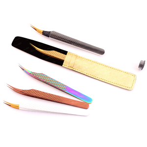 Pince à épiler pour extension de cils en acier inoxydable à 45 degrés, volume incurvé de marque privée, outil de beauté bleu plasma - Product Image 6