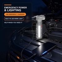 Démarreur portable pour voiture, moto et camion 5-en-1 avec booster de batterie, compresseur d'air, charge sans fil et lumière LED d'urgence