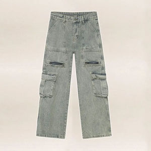 Pantalons pour hommes à prix très avantageux, jeans en denim ample, jambe droite, taille haute, style streetwear, grande taille, jambe large, pantalons pour hommes - Product Image 1