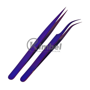 Pinces à cils violettes en acier inoxydable, droites et courbées, pointues – Fourniture directe usine - Product Image 3