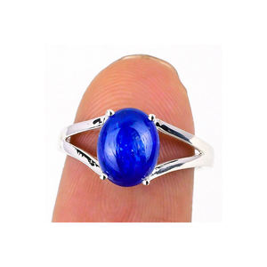 925แหวนเงินสเตอร์ลิงแท้ทรงวงรีชุดง่ามอัญมณี kyanite สีฟ้า - Product Image 3