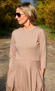 Robe en coton décontractée d'été et de printemps personnalisée pour femmes, vêtements tissés écologiques pour femmes à coupe ample et à manches longues - Product Image 4