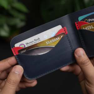 กระเป๋าสตางค์หนังพับสองตอน รุ่น 80 (สีกรมท่าหรูหราและสีแดง) - Product Image 3