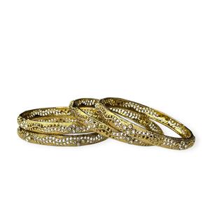 Traditional <b>Gold</b> Plated Slim Stone Bangles Elegant Bridal Wedding & Party Wear Premium Imitation Jewellery at Wholesale Price - Product Image 1