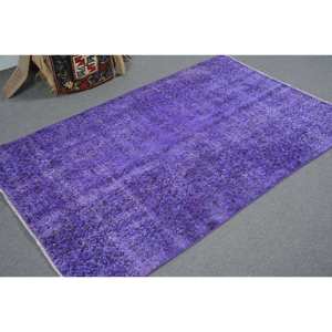 Tapis Vintage Turc Violet 3.8 X 5.9ft Classique Style Tabriz Rectangle Patchwork Motif Laine Polyester Latex pour Teen Living - Product Image 2