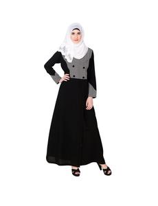 Manteau moderne et décontracté de style olive et noir Abaya Dubaï dernière collection de vêtements modestes islamiques longue longueur pour les musulmans - Product Image 3