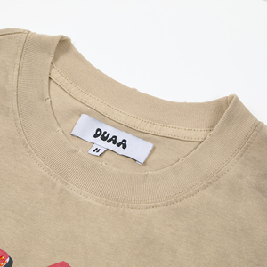 T-shirt en coton imprimé Duaa All Risk No Regrets pour homme, manches courtes, col rond, jersey décontracté, coupe régulière, logo au dos - Product Image 6
