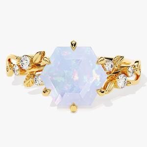 Bague de fiançailles classique faite à la main en argent sterling 925 avec pierre précieuse opale, style tendance, bijoux certifiés pour femmes - Product Image 2