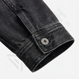 Chaqueta Vaquera de Moda para Hombre 2025, Logotipo Personalizado, Color Negro Sólido, Cuello Alto, Estilo con Botones, Corte Ajustado, Estilo Informal - Product Image 6