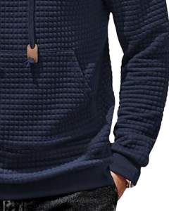 Sweat-shirt à capuche matelassé bleu marine pour homme, manches longues, décontracté, vêtement d'hiver avec poche kangourou et cordon de serrage réglable - Product Image 6