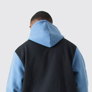 Sweat-shirt à capuche pour homme, color block, avec poches, en polaire, pour l'hiver, techniques de broderie, mélange coton-polyester - Product Image 5