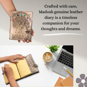 Diario de cuero Vintage hecho a mano Tree Life celta cubierta en relieve Cierre de cierre seguro A3 diario impreso diarios Chakra - Product Image 4