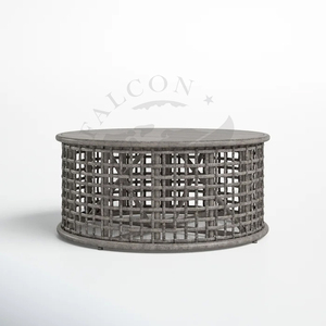 โต๊ะกาแฟทรงกลมทำจากไม้แอชสีดำพร้อมขากรอบโลหะ x แข็งแรง - Product Image 5