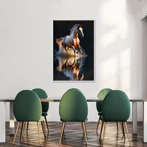 Running Horse Canvas Print: Contemporary Animal Art Decor,WHITE <b>FRAMED</b> CANVAS - Product Image 1