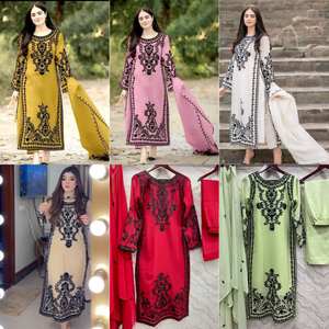 Conjunto de Top y Pantalón de Fiesta de Diseño Nuevo TENNECY con Dupatta, Bordado Intenso, Reversible y de Secado Rápido - Product Image 2