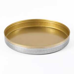 Plateau rond en aluminium en gros de présentation de produit d'argent et d'or pour la maison d'hôtel de restaurant - Product Image 1