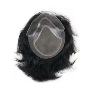 Perruque naturelle droite de qualité supérieure en cheveux humains vierges indiens à 100 %, ultra-fine, pour base en dentelle PU, tissage pour homme, meilleur toupet - Product Image 4