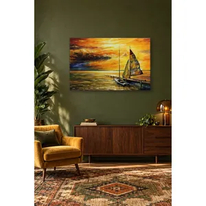 Impresión en lienzo de velero Fida en el muelle en Orange Sunset - Product Image 5