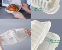 Boîte à bento jetable écologique de haute qualité 2025 en bagasse pour plats à emporter, conteneur alimentaire rapide type coquille Shrekha Creations