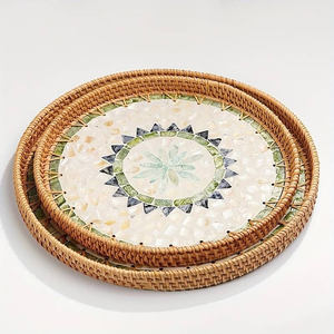 Nouveau Plateau de Service Rectangulaire en Rotin 2026, Écologique, Style Bohème, Pliable pour Pique-nique, Incrustation Nacre, Fabrication Vietnamienne (OEM) - Product Image 6