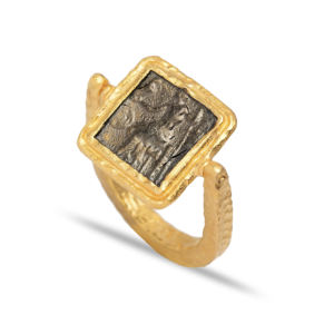 Diseño cuadrado 22K Anillo chapado en oro Anillo de plata Venta al por mayor Hecho a mano 925 Joyería de plata esterlina Moda de moda para mujeres - Product Image 2