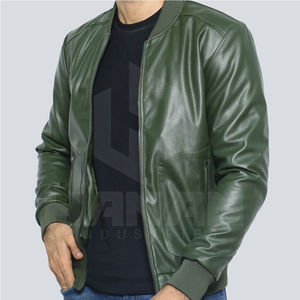 Chaqueta de cuero acolchada para hombre con calidez extra, puños acanalados y diseño de bolsillo exterior funcional - Product Image 3