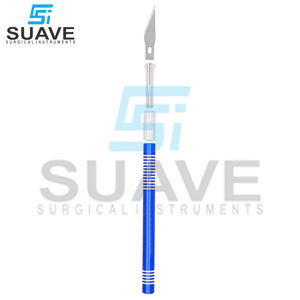 Poignées et lames de scalpel antidérapantes en acier inoxydable de couleur bleue de meilleur fournisseur par SUAVE SURGICAL INSTRUMENTS - Product Image 5