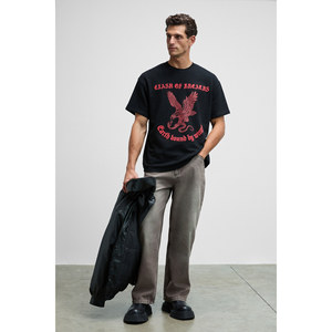 Camiseta GUSI para Hombre, Corte Holgado, 100% Algodón Orgánico, Cuello Redondo, Color Negro, Talla 5XL - Product Image 3