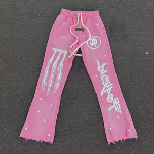 Conjunto de Sudadera con Capucha y Pantalones Acampanados de Chándal para Hombre, de Invierno, Color Liso, con Lavado Ácido y Efecto Desgastado 3D - Product Image 3