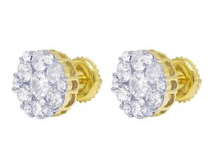 Boucles d'oreilles de qualité supérieure Ctafted en S925 Sterling Silver Screw Back Moissanite Round Diamond Flower Boucles d'oreilles de luxe - Product Image 1