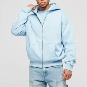 Sweat à capuche zippé Boxy personnalisé 100% coton lavé style vieilli vêtement vierge pour les déplacements urbains festivals de musique - Product Image 3