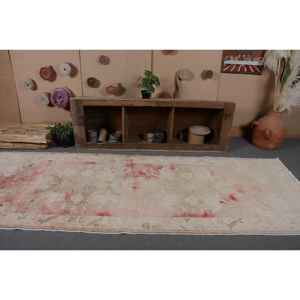 Alfombra Turca Vintage Roja y Beige de 3,8 Pies X 11,1 Pies Rectángulo de Área Grande Diseño de Retazos Material de Lana Respaldo de Látex 10mm Tabriz - Product Image 4