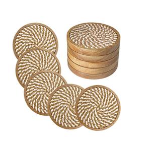 Posavasos ecológicos absorbentes Tejidos de yute clásico con soporte de macramé con borlas para bebidas regalo de inauguración de la casa - Product Image 5