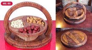ตกแต่งสไตล์วินเทจขนาดใหญ่ชามไม้สักพับได้ทรงเกลียวสำหรับใส่ขนมปังแอปเปิ้ลตะกร้าผลไม้ดีไซน์สวยหรูทำด้วยมือ - Product Image 2