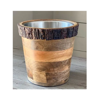 Refroidisseur de vin en bois naturel pur panier à glace dernière arrivée baignoire de boisson de couleur marron et argent pour la fête et le bar faits à la main