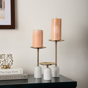 Bougeoir doré avec base en céramique Home Accent Nouveau design Bougeoir en métal et fer Vente en gros Bougeoir pour la décoration de la maison - Product Image 1