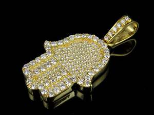 เครื่องประดับฮิปฮอปมิสเตอร์เงินสเตอร์ลิงจี้มือเพชรทำจากเพชรโมอิสซาไนท์สำหรับผู้ชาย - Product Image 3