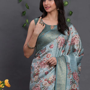 Diseñador indio de Bollywood más moderno Banarsi seda Jari tejido tradicional étnico Sari nupcial boda desgaste blusa para mujer - Product Image 1