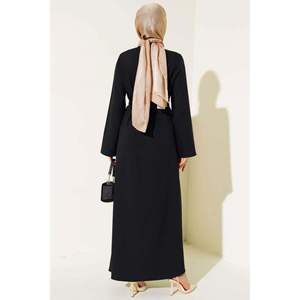 Abaya zippée avec détail pierre Noir - Product Image 2