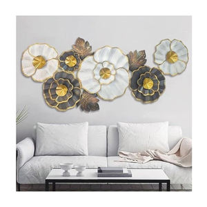 Metal Marque Home Metal Flower Wall Art Decor Grandes sculptures murales d'intérieur à suspendre Décoration d'art naturel pour la maison-Taille 43 pouces - Product Image 5