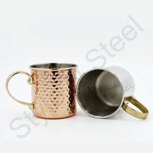 Mug droit martelé cuivre et argent poignée de tasse Mule en acier inoxydable avec logo Sublimation cuivre Moscou Mule tasses - Product Image 2